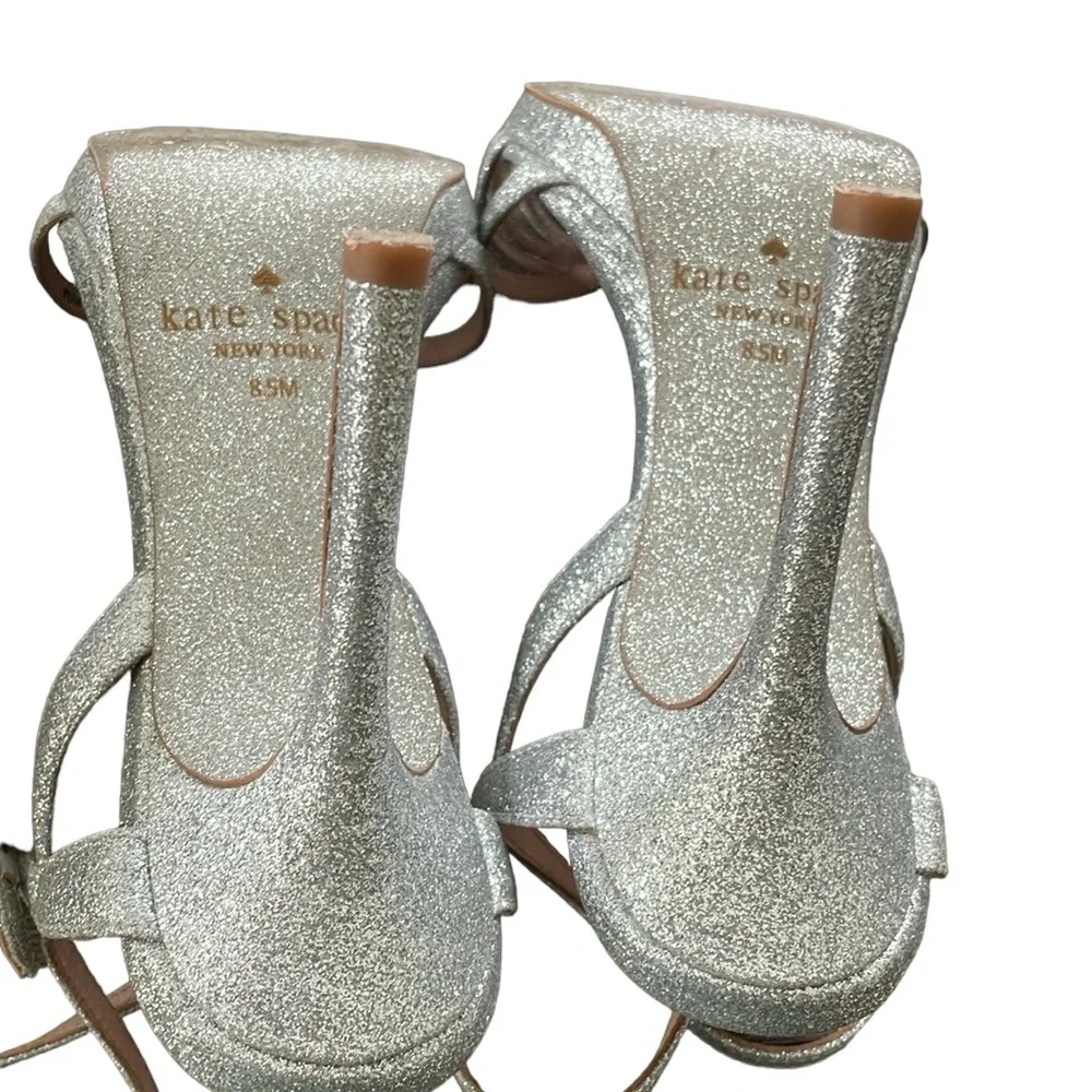 Kate Spade Florence Thin Silver Glitter Heels Size 8.5